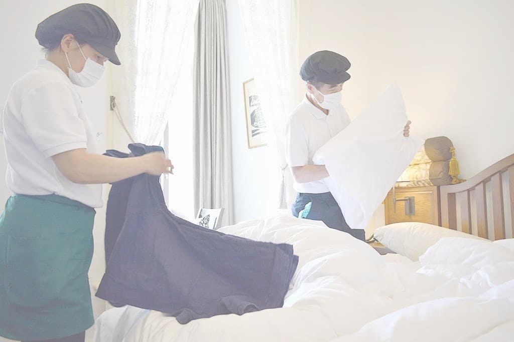 客室清掃業務の実際の様子｜有限会社クリーンアップサービス｜採用求人情報｜函南町本社｜就業場所箱根町