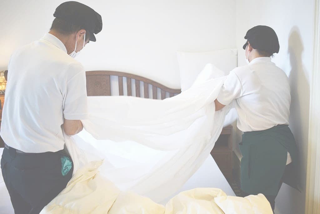 客室清掃業務の実際の様子｜有限会社クリーンアップサービス｜採用求人情報｜函南町本社｜就業場所箱根町