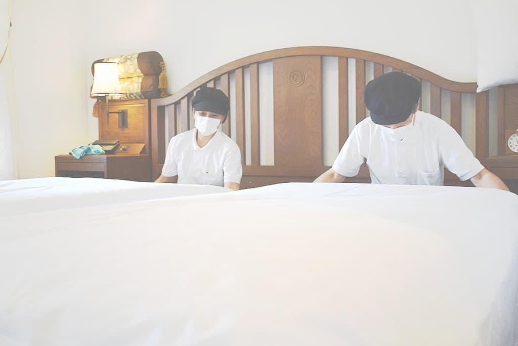 客室清掃業務の実際の様子｜有限会社クリーンアップサービス｜採用求人情報｜函南町本社｜就業場所箱根町